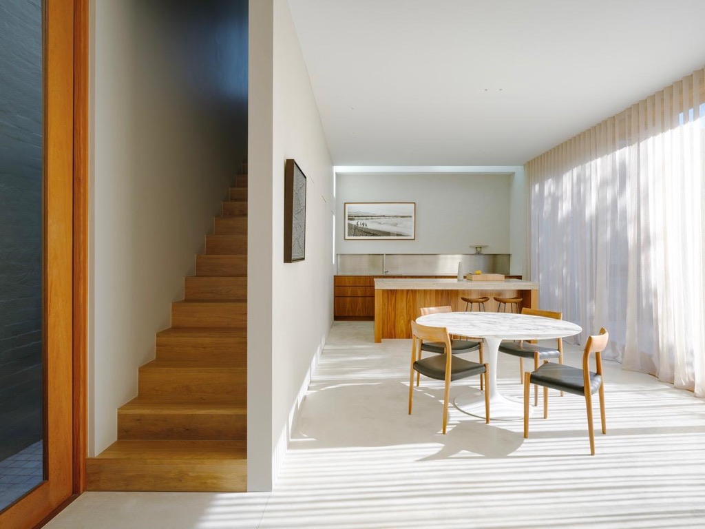 Open plan living and dining with staircase — Queens Park