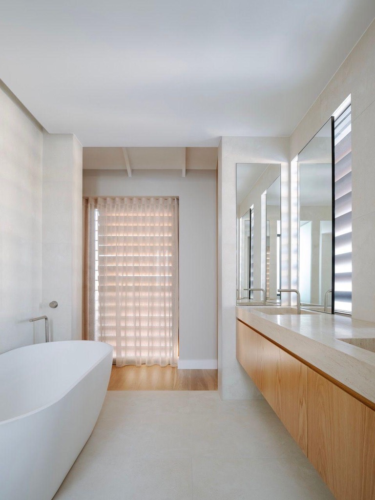 Ensuite — freestanding bath, timber vanity